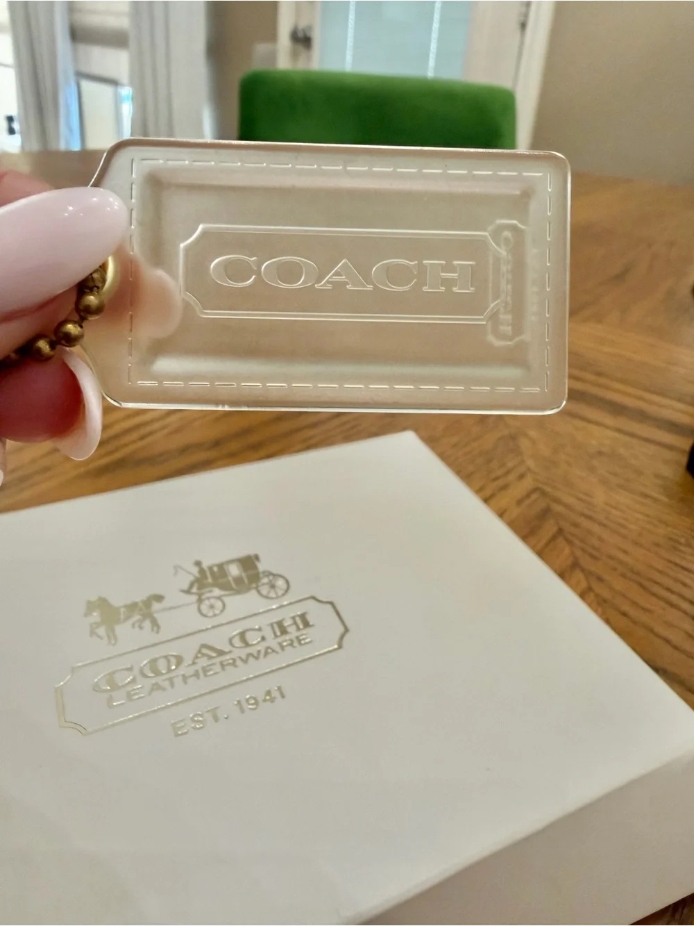 Coach Poppy Acrylic Fogged Clear Hang Tag Charm